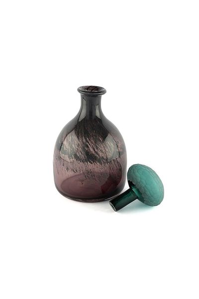 Mikasa Moor Plum Turquoise Glass Vase with Lid 17X28Cm