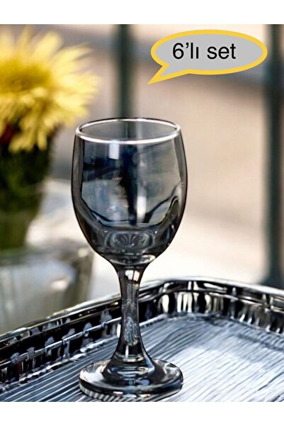 ENYAZA(2024) 6'Lı Set Füme Kahve Yanı Meşrubat Su Bardağı Takımı Kadeh Takımı...