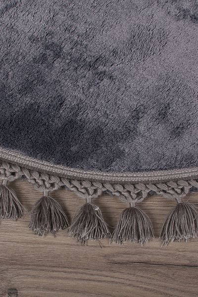 Dokumacıoğlu Relax Anthracite (120x120 cm) Στρογγυλό χαλάκι μπάνιου με κρόσσια, αντιολισθητική βάση που πλένεται