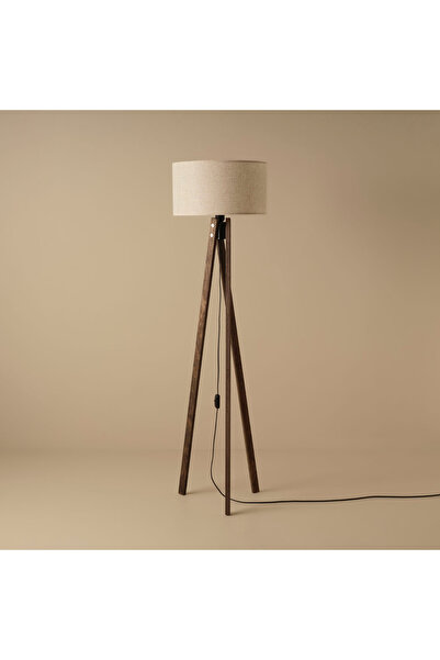 Bella Maison Bella Ahşap Lambader Beyaz-Ceviz (40x40x125 cm)