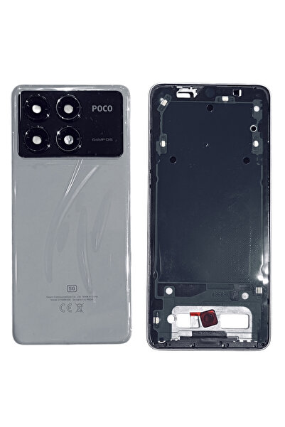 indirimplus Poco X6 Pro Kasa GÜMÜŞ RENK 3 Parça Kapak+Ekran Çıtası +Yan Çerceve