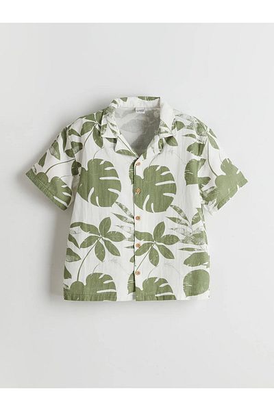 LC Waikiki Kids White Patterned Boys Shirt and Shorts