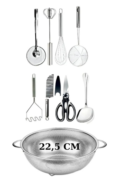 Hilamingo Home 9 Adet Mutfak Gereçleri Seti, 22,5 CM Süzgeç Çırpıcı,Mufak Mak...