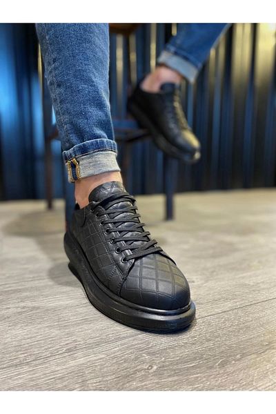 TB Terzi Bey Terzi Bey High Sole Casual Shoes 044 Quilted Black (Black Sole)