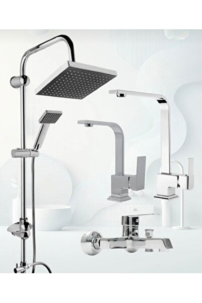 BDL ARMATÜR KROM ROBOT DUŞ SETİ , LÜX KARE EVİYE , LAVABO , BANYO BATARYASI 4...