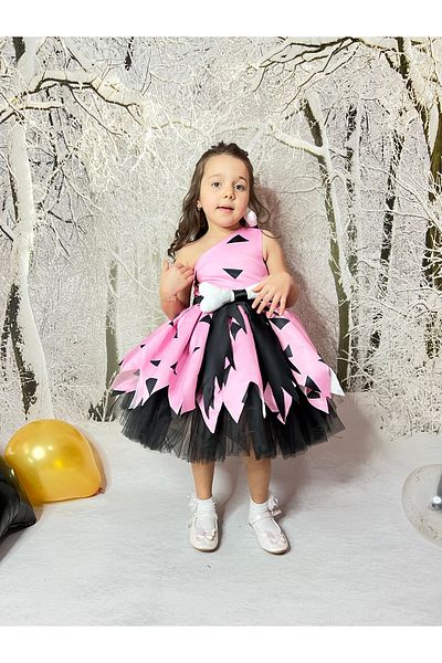 Star Kids Pink Pebble Dress for Girls, Pink Stone Age Costume for Girls