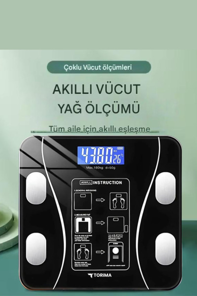 Asfal Dijital Baskül Akıllı Tartı Yağ Kas Su Vücut Kitle İndeksi Kilo Ölçer B...