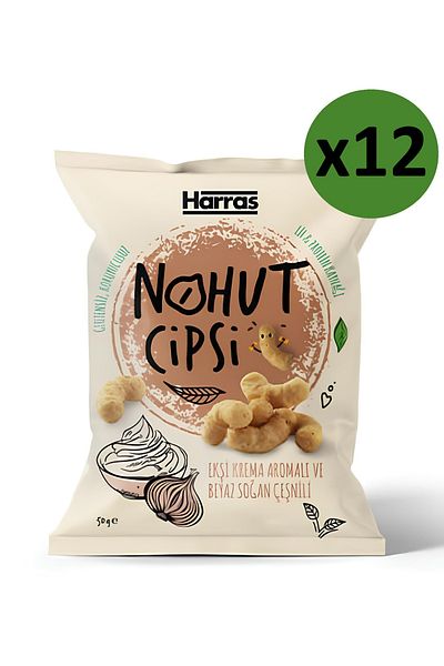 Harras Chickpea Chips with Sour Cream and White Onion Condiment 12 Pieces X 50 Gr