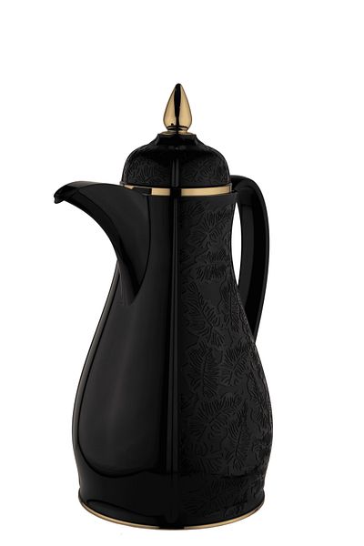 ALSAIF Flora Coffee And Tea Vacuum Flask Size:1 Liter,colour:silver/gold