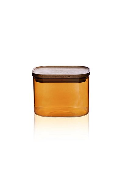 The Mia Acacia Rectangular Glass Jar Amber 500 ml