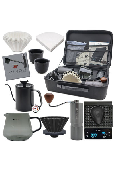 MIBRU مجموعة ماكينة القهوة V60، مجموعة من 14 قطعة، مجموعة قهوة كاملة بالتنقيط...