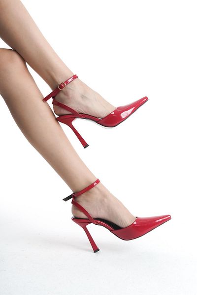 Bak Store Red Patent Leather Women's Heeled Shoes Stiletto 10 cm