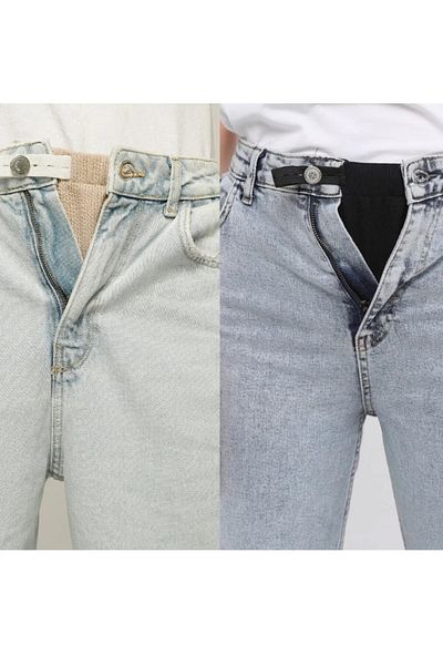 LYN MAMA Compatibil cu nasturi Tres Sol - Pantaloni cu extensie în talie, pachet avantajos de două 1 negru și 1 bej