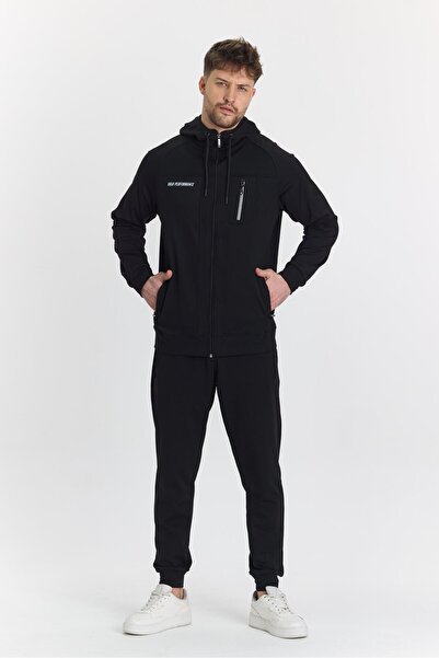 Marco Ferry Şardonlu Dalgıç Kapüşonlu Erkek Eşofman Takımı Siyah 5725-S