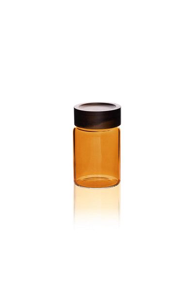 The Mia Acacia Round Glass Jar Amber 250 ml