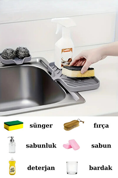 SUPERPUP Mutfak ve Banyo Çok Amaçlı Kurutma Matı, Süzen Tepsi Silikon Sabunluk, Kaymaz süngerlik, Sabun Pedi