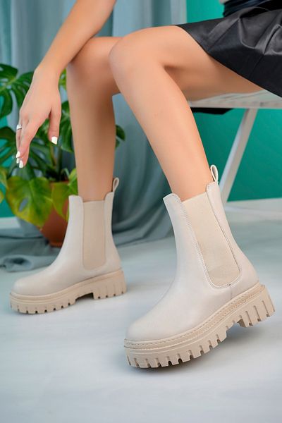 duhem shoes Μπεζ Γυναικείες Δερμάτινες Ορθοπεδικές Μπότες. Νέο μοντέλο