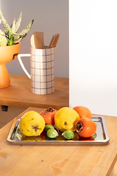 Beige & Stone Metal Tea Coffee Presentation Tray