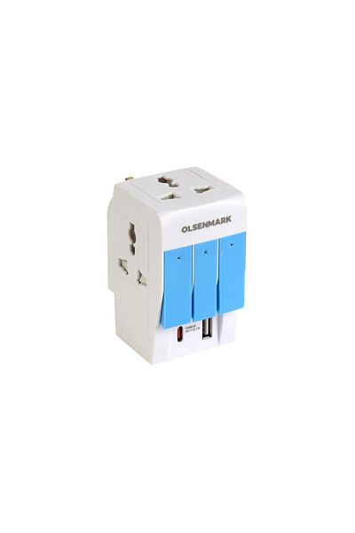 Olsenmark 3-Way Multi Adaptor- OMES1890/ Global Compatibility, 3-Way Socket