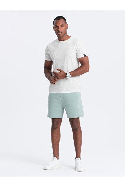 OMBRE Ανδρικό μπλουζάκι με διακοσμητικό εφέ κομφετί - κρέμα V1 OM-TSCT-0178 S