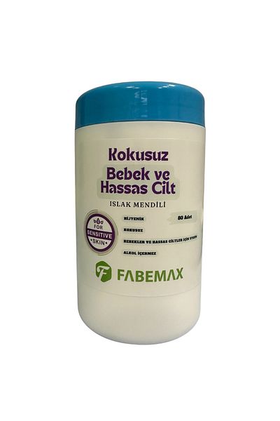 Fabemax Unscented Baby and Sensitive Skin Wet Wipes 80 Pieces
