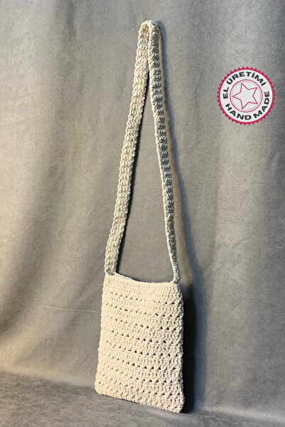 Uretti - Emine 9106 El Örgüsü Minik Çapraz Çanta - Krem