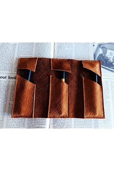 Mahfuz Crazy Leather Pen Holder - for Your Custom Pencils, All Handmade (8*18cm) Mu84