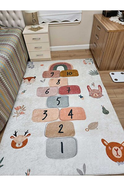 YTR HOME Makinede Yıkanabilir Kaymaz Taban Leke Tutmaz Eğitici Bebek Ve Çocuk Odası Halısı Oyun Matı