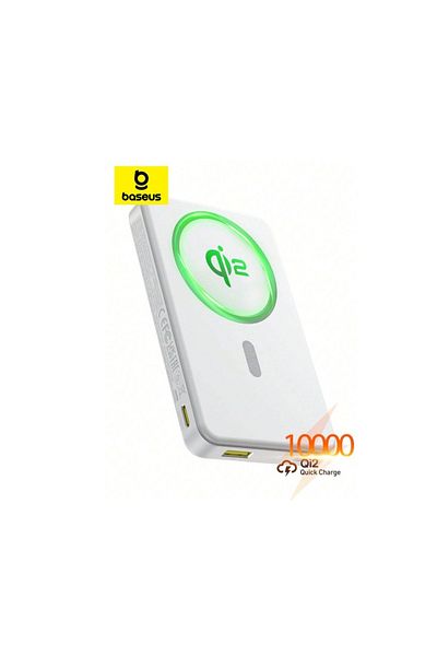 Baseus Wireless Portable Power Bank AirPowII, 22.5W,10000mAh Capacity, Magnetic with USB Port-WHITE