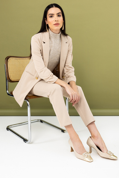 Ekol Kendinden Desenli Boru Paça Pantolon