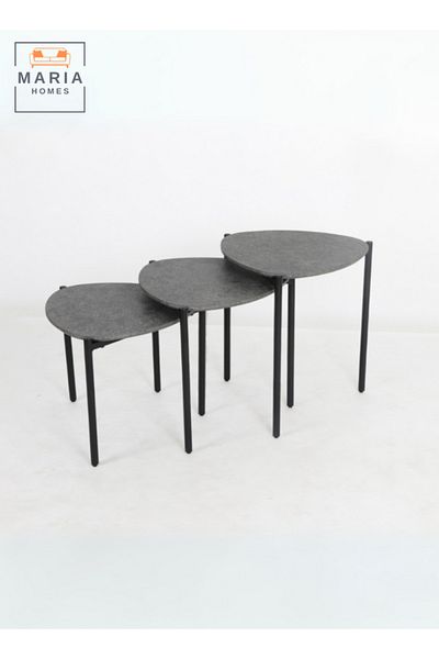 MARIA HOMES Set of 3 Nesting Coffee Tables – Modern Space-Saving Design for Living Room (Walnut Finish)