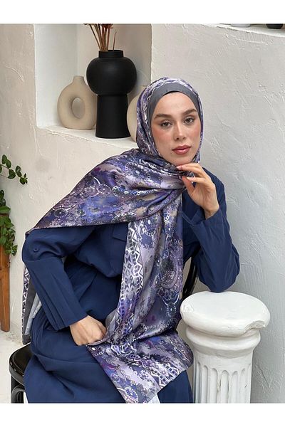 Modakaşmir Μεταξένιο σάλι με σχέδιο Αζτέκων