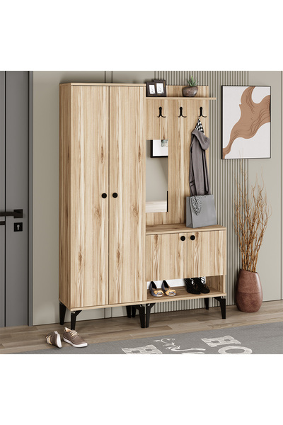 Kalender Dekor Eslem-1-2 Aynalı Portmanto Vestiyer Ayakkabılık