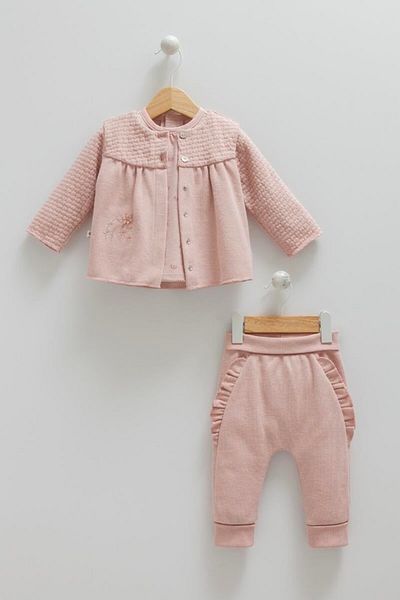 Caramell 03-18 Months Baby Girl Dusty Rose Color Mini Point Triple Set