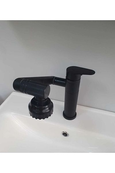 ZEK BANYO Black Matte Sink - Play 360, Open & Close, Mix Faucet, Hot & Cold Water Inlet, 5 Years Warranty