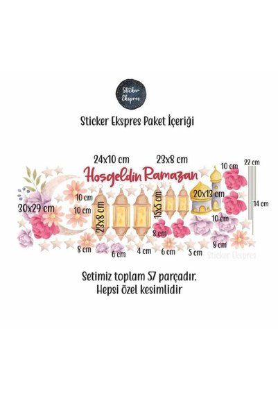 parti sürprizi Hoş Geldin Ya Şehri Ramazan Çiçekli Sticker