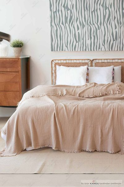 Embays 200X220 cm Luxury Muslin Bedspread, 100% Cotton Bedspread, Double Bedspread