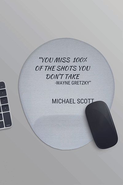 qoeuyl boutique You Miss 100% of the Shots Michael Scott the Office Printed Oval Wrist Support Mousepad