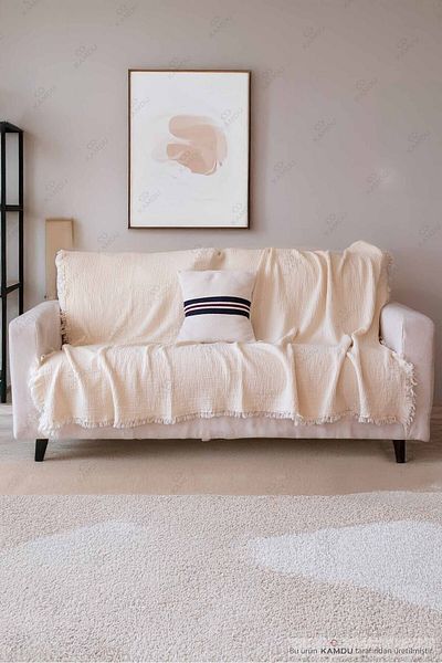 XAMANTHA 160 X 200 cm Luxury Muslin Sofa Cover, Cotton Sofa Cover, Double Seat Cover