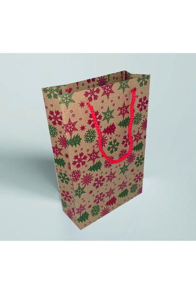 kraftpark أكياس كرتون 17x26.5x7 سم 10 قطع ورق كرافت منقوش على شكل نجمة 2 لون ...