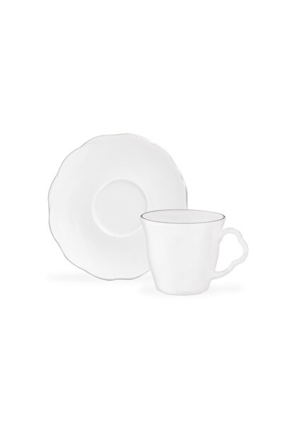 Madame Coco Vela 6 Kişilik 12 Parça Kahve Fincan Takımı - Beyaz/Silver - 90 ml