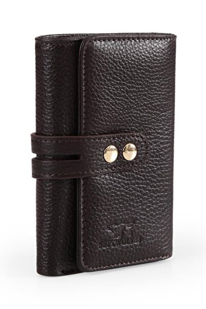 SEPTWOLVES حامل بطاقات ومحفظة نسائية من الجلد الطبيعي باللون الذهبي