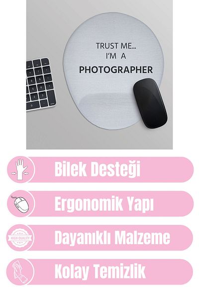 qoeuyl boutique Trust Me I'M a Photographer Photographer Gift Printed Oval Wrist Supported Mousepad