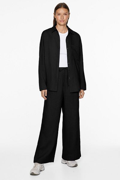 Oysho 100% linen straight-leg trousers