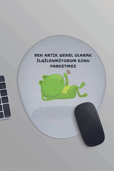 qoeuyl boutique I'M Not Interested Anymore Funny Fun Gift Printed Oval Wrist Support Mousepad