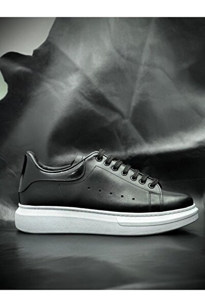 BESS SHOES Genuine Leather Black Men's Sports Shoes – Orthopedic, High-Sole, Casual Casual Sneaker