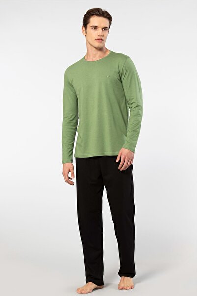 Cacharel Gât rotund, mânecă lungă, set pijamale pentru bărbați, țesătură moda...