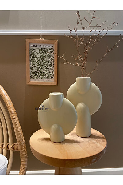 Home 2 li Seramik bej vazo (Muadil marka)
