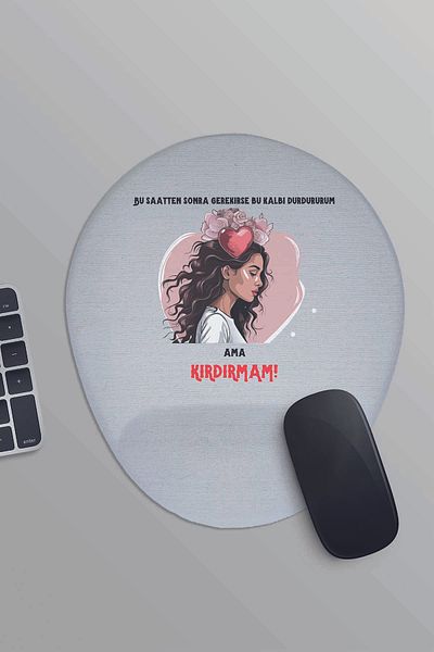 qoeuyl boutique Αυτό το με σταματήσω αυτή την καρδιά από αυτό το ρολόι, αλλά δεν θα το σπάσω Εκτυπωμένο οβάλ μαξιλαράκι ποντικιού με υποστήριξη καρπού