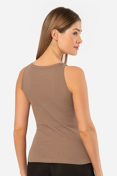 TÜREN 2 Pieces Halter Neck Ribbed Women's Sports Undershirt 95% Cotton 5% Lycra